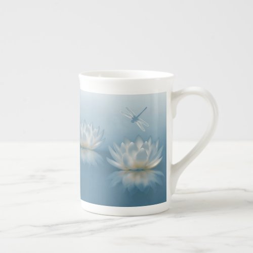 Blue Lotus and Dragonfly Tea Cup