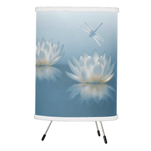 Blue Lotus and Dragonfly Tripod Lamp