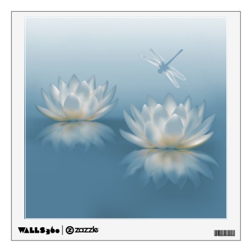Blue Lotus and Dragonfly Wall Decal