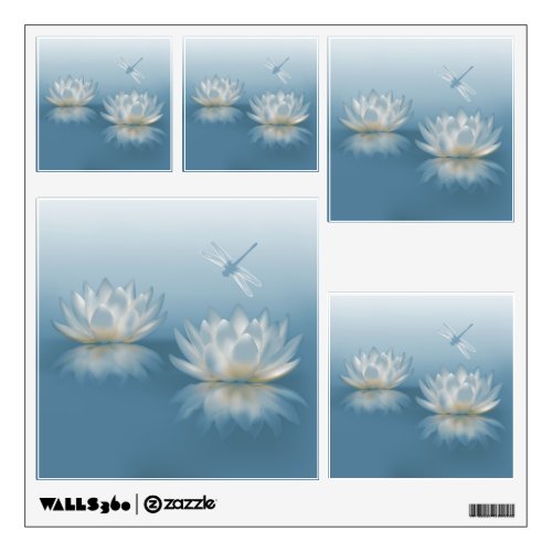 Blue Lotus and Dragonfly Wall Decals