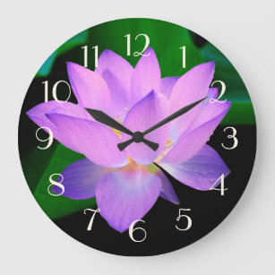 Blue Lotus Beautiful Purple Flower Large Clock