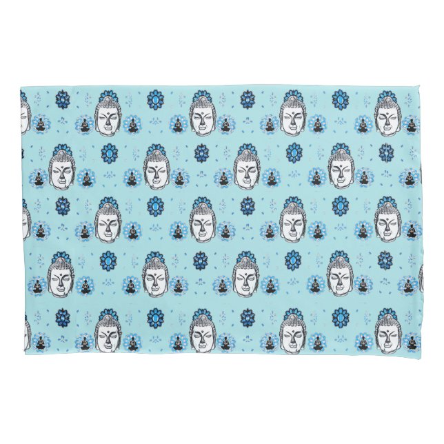 Blue Lotus Buddha Pillowcases, Standard Size Pillow Case (Front-Left)