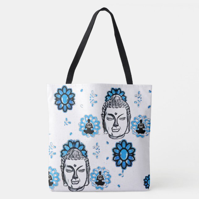 Blue lotus Buddha tote bag (Front)