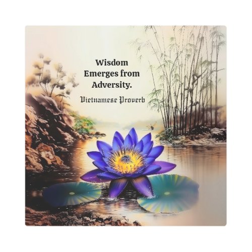 Blue Lotus Emerging from Muddy Waters Metal Print