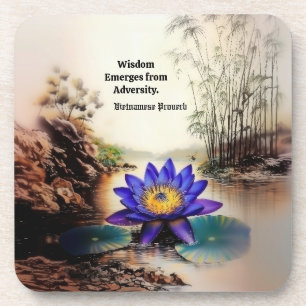 Blue Lotus Emerging from Muddy Waters (Vietnamese) Beverage Coaster