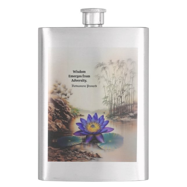 Blue Lotus Emerging from Muddy Waters (Vietnamese) Flask (Front)