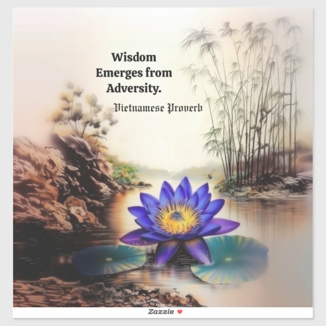 Blue Lotus Emerging from Muddy Waters (Vietnamese) Sticker (Sheet)