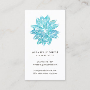 Blue Lotus   Floral Watercolor Business Card