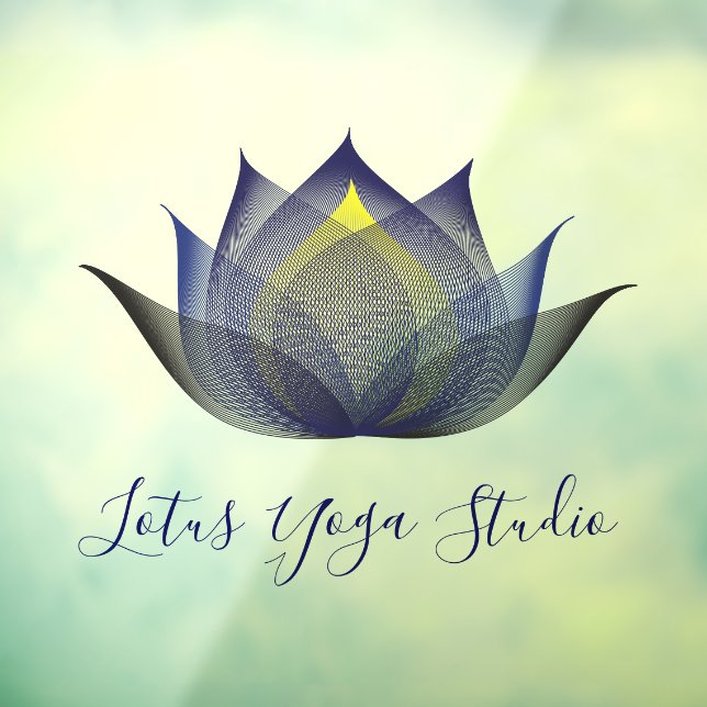 Blue Lotus Flower Art Elegant Unique Yoga Studio Window Cling (Sheet 3)