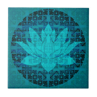 Blue Lotus Flower Ceramic Tile
