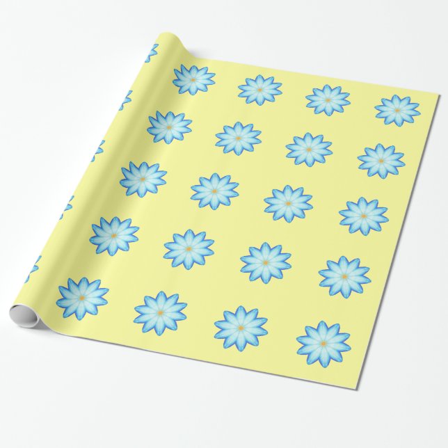 Blue Lotus Flower Custom Wrapping Paper (Unrolled)