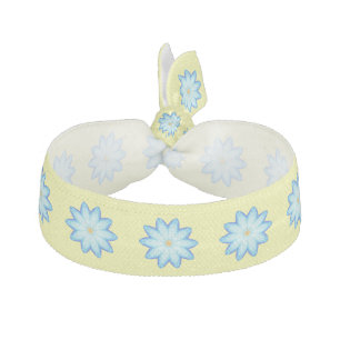 Blue Lotus Flower design on yellow hair ties
