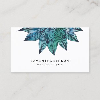 Blue Lotus Flower | Floral Watercolor Business Card by dulceevents at Zazzle