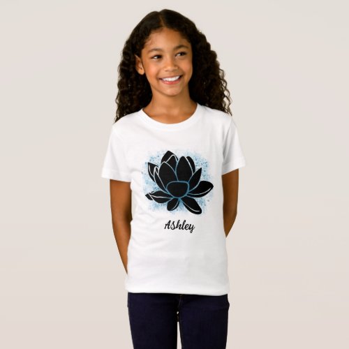 Blue lotus flower _ girl t_shirt customizable name