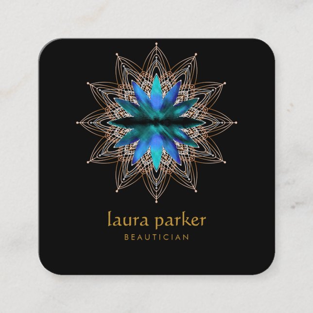 Blue Lotus Flower Healing Therapy Yoga Holistic   Square Business Card (Front)