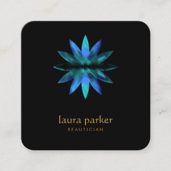 Blue Lotus Flower Healing Therapy Yoga Holistic Square Business Card by tsrao100 at Zazzle