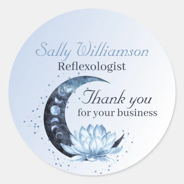 Blue Lotus Flower Moon Business Appreciation Classic Round Sticker | Zazzle