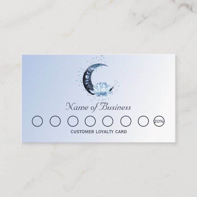 Blue Lotus Flower Moon  Loyalty Card (Front)