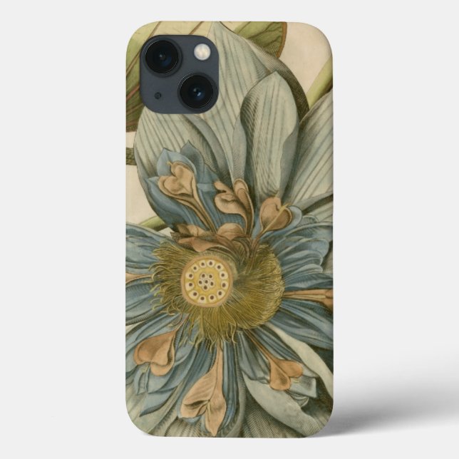Blue Lotus Flower on Tan Background with Writing Case-Mate iPhone Case (Back)