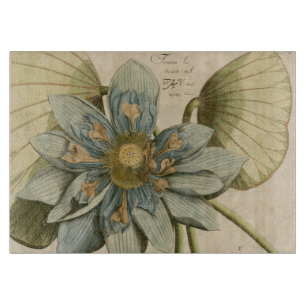 Blue Lotus Flower on Tan Background with Writing Cutting Board