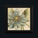 Blue Lotus Flower on Tan Background with Writing Gift Box<br><div class="desc">A beautiful blue lotus flower in full bloom is the focus of this piece. The yellow center is almost hypnotizing in its glory. Add a little elegance to your home with this print!</div>