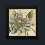 Blue Lotus Flower on Tan Background with Writing Gift Box<br><div class="desc">A beautiful blue lotus flower in full bloom is the focus of this piece. The yellow center is almost hypnotizing in its glory. Add a little elegance to your home with this print!</div>