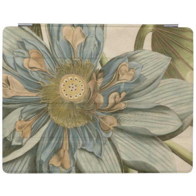 Blue Lotus Flower on Tan Background with Writing iPad Smart Cover (Horizontal)