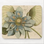 Blue Lotus Flower on Tan Background with Writing Mouse Pad<br><div class="desc">A beautiful blue lotus flower in full bloom is the focus of this piece. The yellow center is almost hypnotizing in its glory. Add a little elegance to your home with this print!</div>