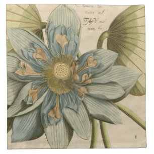 Blue Lotus Flower on Tan Background with Writing Napkin