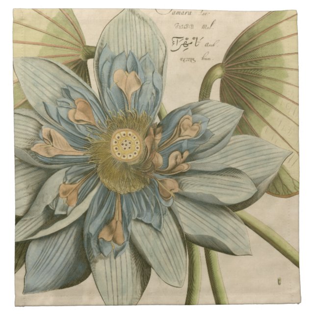 Blue Lotus Flower on Tan Background with Writing Napkin (Front)