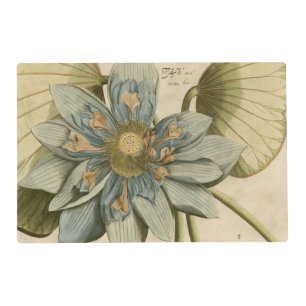 Blue Lotus Flower on Tan Background with Writing Placemat