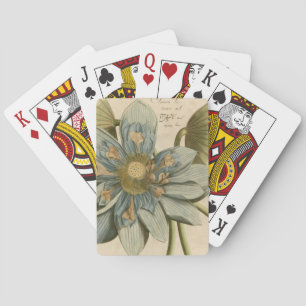 Blue Lotus Flower on Tan Background with Writing Poker Cards