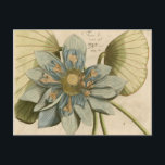 Blue Lotus Flower on Tan Background with Writing Postcard<br><div class="desc">A beautiful blue lotus flower in full bloom is the focus of this piece. The yellow center is almost hypnotizing in its glory. Add a little elegance to your home with this print!</div>