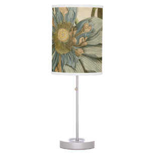 Blue Lotus Flower on Tan Background with Writing Table Lamp