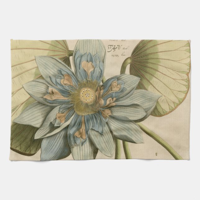 Blue Lotus Flower on Tan Background with Writing Towel (Horizontal)