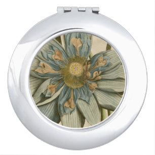 Blue Lotus Flower on Tan Background with Writing Vanity Mirror