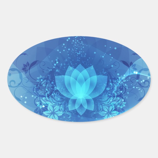 Blue Lotus Flower Oval Sticker (Front)