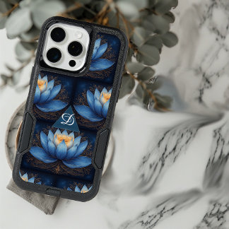 Blue Lotus Flower Spiritual Art Conscious Monogram iPhone 15 Pro Max Case