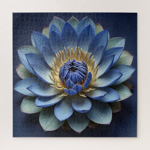 Blue Lotus Flower Spiritual Zen Art Jigsaw Puzzle