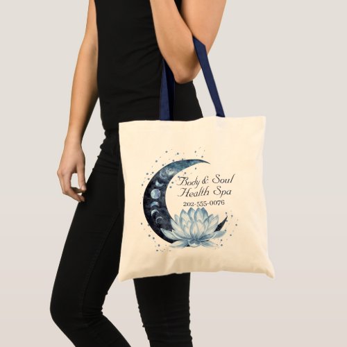 Blue Lotus Flower Wellness Business Promotional Tote Bag