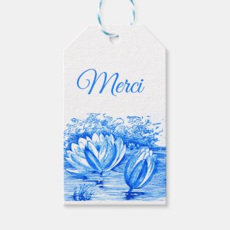 blue  lotus flowers  - Merci  Gift Tags