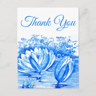 blue  lotus flowers  -  thank you Postcard