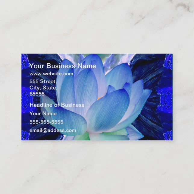 Blue lotus lily business card | Zazzle