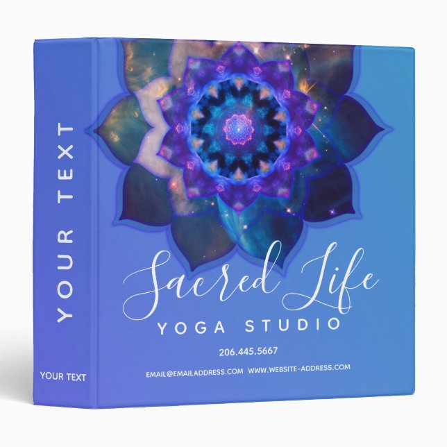 Blue Lotus Mandala 3 Ring Binder (Front/Spine)