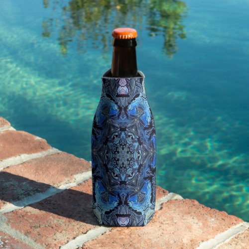 Blue Lotus Mandala _ Bottle Coozie
