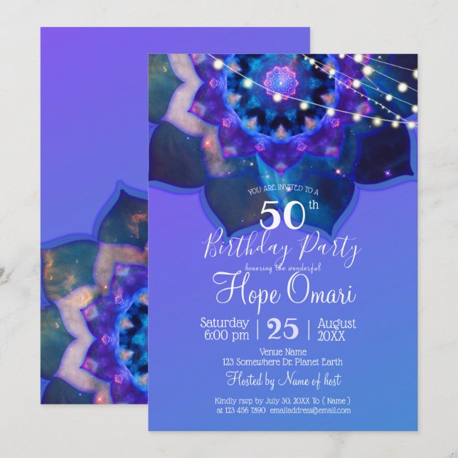 Blue Lotus Mandala Invitation (Front/Back)