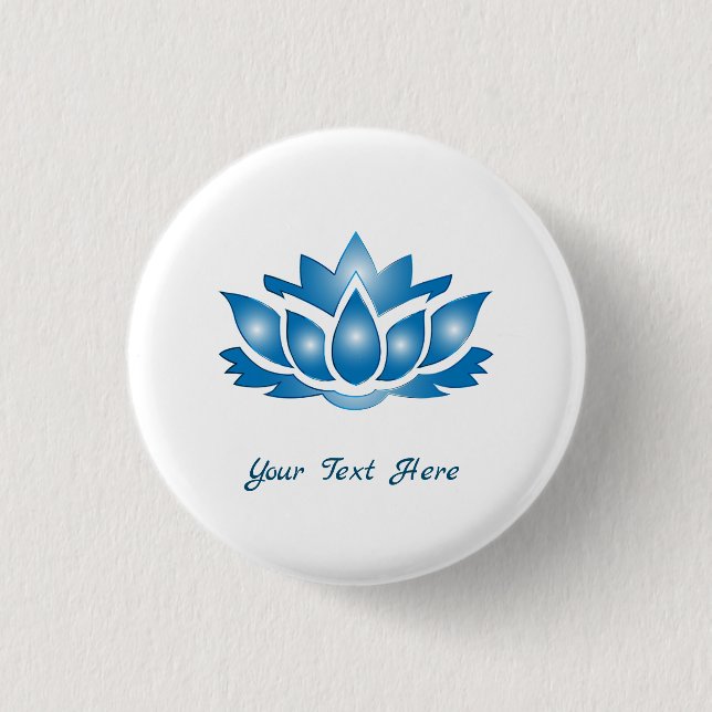 Blue Lotus Mind Body Spirit Personalized Button (Front)
