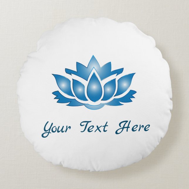 Blue Lotus Mind Body Spirit Personalized Round Pillow (Front)