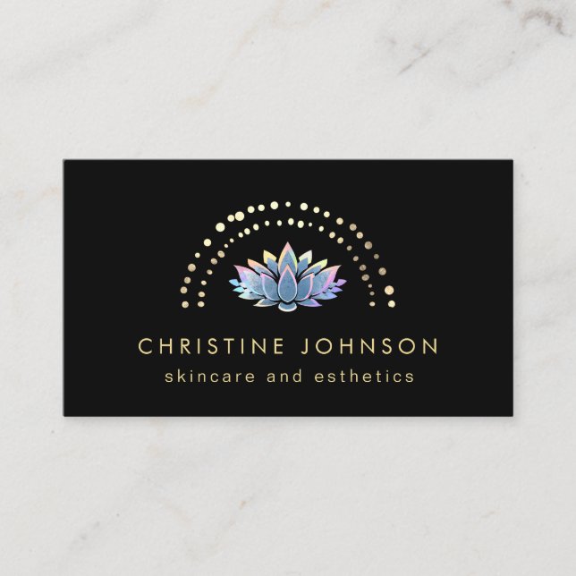 • blue lotus on black background business card (Front)