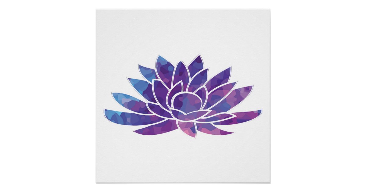 Blue Lotus Purple Lotus Design Flower Art Poster | Zazzle